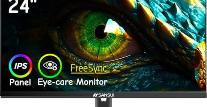 SANSUI Computer Monitor 24 inch 1080P PC Monitor IPS Eye Care Display FHD 75 x 75 mm VESA with HDMI,VGA Ports Frame-Less/Dual Speakers for Office and Home(ES-24X5AL)