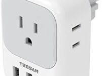 TESSAN Type E F Plug Adapter, Germany France Power Adapter with 3 USB Ports(1 USB C), 4 AC Outlets Travel Converter Plug Adaptor for US to Europe EU Spain Iceland Korea Greece Russia German French