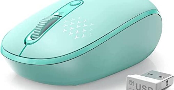 Trueque Wireless Mouse, 2.4G Noiseless Mouse with USB Receiver- Portable Computer Mice, 3-Level DPI Cordless Mouse for PC, Tablet, Laptop, Notebook with Windows (Mint Green)