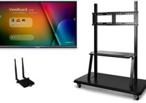 ViewBoard IFP5550 55″ 16:9 4K Ultra HD Interactive LED Touchscreen Display Bundle with Wireless AC Adapter and VB-STND-001 Rolling Trolley Cart