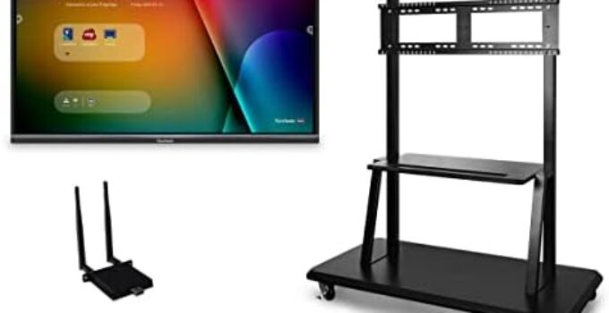 ViewBoard IFP5550 55″ 16:9 4K Ultra HD Interactive LED Touchscreen Display Bundle with Wireless AC Adapter and VB-STND-001 Rolling Trolley Cart
