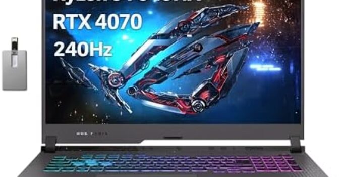 ASUS ROG Strix G17 240Hz Gaming Laptop, 17.3” QHD Display, AMD Ryzen 9 7945HX Processor, GeForce RTX 4070 Graphics, 64GB DDR5 RAM, 2TB PCIe SSD, RGB BKB, Windows 11, Gray, 32GB Hotface USB Card