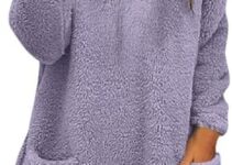 TAPIYANG Fuzzy Fleece Sweatshirts Women Plush Thermal Sweatshirt Winter Warm Thicken Sweatshirts Shaggy Sherpa Pullover Tops