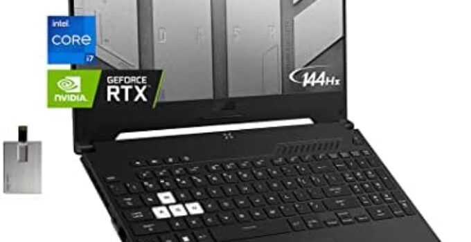 ASUS TUF Dash 15.6″ 144Hz Gaming Laptop, Intel 12th Core i7-12650H, 16GB DDR5 RAM, 1TB PCIe SSD, NVIDIA GeForce RTX 3070 Graphics, Backlit Keyboard, Win 11 Pro, Black, 32GB USB Card