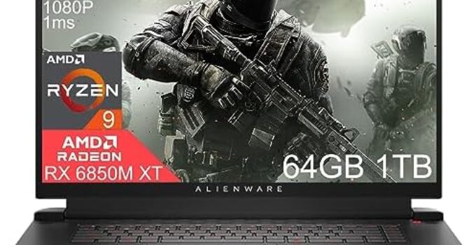 Alienware m17 R5 17.3″ 360Hz FHD 1ms (AMD Ryzen 9 6900HX, 64GB DDR5 RAM, 1TB PCIe SSD, Radeon RX6850M XT 12GB (Beat RTX 3070 Ti)) RGB Backlit Gaming Laptop,Thunderbolt 4, G-SYNC, Win 11 Home -Dark