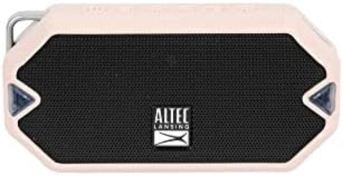 Altec Lansing HydraMini Wireless Bluetooth Speaker, IP67 Waterproof USB C Rechargeable Battery with 6 Hours Playtime, Compact, Shockproof, Snowproof, Everything Proof (Petal Pink)