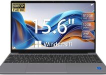 ApoloSign 15.6” Laptop Computer, 12GB RAM, 512GB SSD, 1080P FHD Display, Intel Jasper Lake N5095 Up to 2.8GHz, Ultra Slim, 170° Open Angle, 2.4G+5G WiFi, Windows 11 Laptops Computers – Space Gray