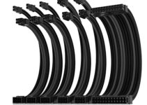Asiahorse Power Supply Sleeved Cable for Power Supply Extension Cable Wire Kit 1×24-PIN/ 2×8-PORT (4+4) M/B,3×8-PORT (6+2) PCI-E 30cm Length with Combs(Dual EPS Black-Mix)