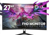 CRUA 27 Inch Curved Gaming Monitor,Full HD(1920x1080P) VA Panel 1800R 240Hz Refresh Rate Computer Monitor with Blue Light Filter,for Gaming & Office(DP,HDMI) VESA Mountable-Black
