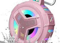 EBODA Bluetooth Shower Speaker, IPX7 Waterproof Portable Wireless Small Speakers, Floating, 24H Playtime for Home, Beach, Pool, Kayak, Hiking, Boat Accessories, Gifts for Women, Girls – Pink