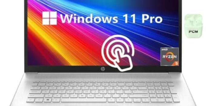 HP 17.3 Inch Touchscreen Laptop for College Students, School, AMD Ryzen 5 7530U (Beats i7-1165G7), 16GB RAM, 1TB SSD, Windows 11 Pro, 10 Number Keyboard, WiFi 6, HDMI, Silver, PCM