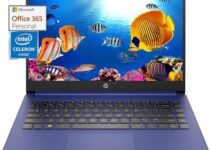 HP 2023 Newest 14 Inch Laptop Computer, Intel Quad-Core 4120 Processor, 16GB RAM, 192GB Storage(64GB eMMC+128GB Micro SD), 12H Battery Life, UHD Graphics, Webcam, Ultra Light, Win 11 S