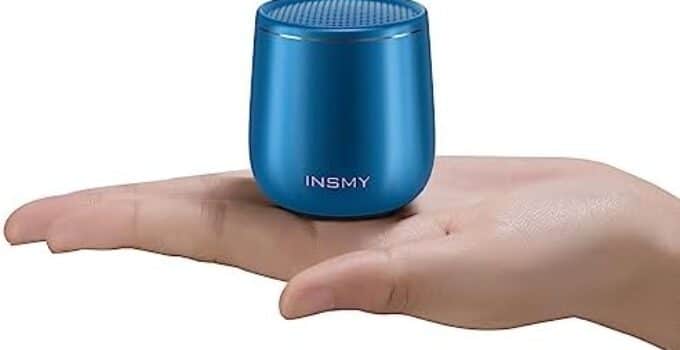 INSMY Small Bluetooth Speaker, Waterproof Mini Portable Wireless Speaker, Punchy Bass Rich Audio Stereo Pairing, Handheld Pocket Size, Built in Mic for Hiking Gift Laptop Tablet (Blue)
