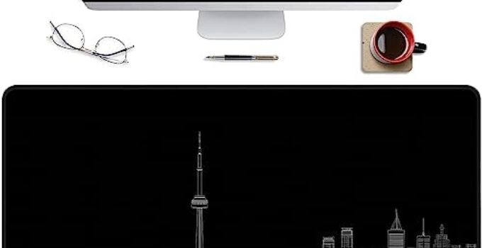 IndigoCase Large Mouse Pad, 31.5″ x 15.7″ Toronto Cityscape Mousepad, Black Mouse Pad, Hand Drawing Gaming Mouse Pad with Non-Slip Rubber Base, Stitched Edge, Easy Gliding, FCMSP-80403-TRT