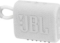 JBL Go 3: Portable Speaker with Bluetooth, Built-in Battery, Waterproof and Dustproof Feature – White