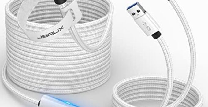 JSAUX Link Cable 16FT Compatible with Meta/Oculus Quest 3/2 Accessories【 Charging While Playing | Play All Day Without Battery Pack 】 USB 3.0 High Speed Charger Compatible with Quest 3 2 1 Pro Pico 4