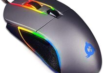 KLIM Aim Gaming Mouse – Wired Ergonomic Gamer USB Computer Mice, Chroma RGB Mouse [7000 DPI] [Programmable Buttons] Ambidextrous, Ergonomic for Desktop PC Laptop, High Precision Optical, Grey
