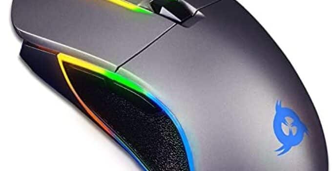 KLIM Aim Gaming Mouse – Wired Ergonomic Gamer USB Computer Mice, Chroma RGB Mouse [7000 DPI] [Programmable Buttons] Ambidextrous, Ergonomic for Desktop PC Laptop, High Precision Optical, Grey