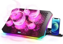 Laptop Cooling Pad, KeiBn RGB Laptop Cooler for 15.6-17.3 Inch Laptops, with 10 Modes Lights | 6 Fans | 7 Height Stands | 2 USB Ports | Desk or Lap Use (A8/Purple)