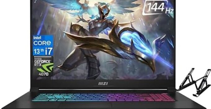 MSI Katana 17 Gaming Laptop 2023 Newest, 17.3″ 144Hz Display, Intel Core i7-13620H(10-core), NVIDIA GeForce RTX 4070, 32GB DDR5 RAM, 1TB SSD, Wi-Fi 6, Backlit Keyboard, Windows 11 H, with Laptop Stand