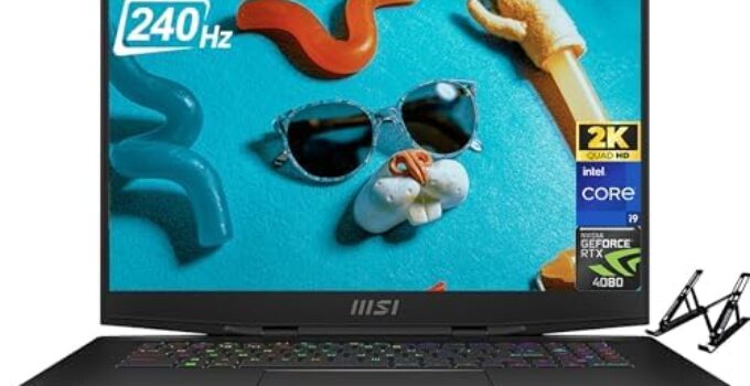 MSI Stealth 17 Studio Gaming Laptop – 17.3″ 240Hz QHD Display, Intel Core i9-13900H(14-core), NVIDIA RTX 4080, 64GB DDR5, 2TB SSD, Backlit Keyboard, Windows 11 Home, with Laptop Stand