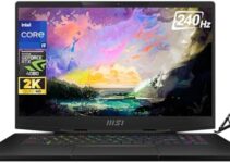 MSI Stealth-17-Studio Gaming Laptop 2023-17.3″ QHD 240Hz Display, Intel Core i9-13900H, NVIDIA RTX 4080, 64GB DDR5 RAM, 1TB SSD, Backlit Keyboard, WiFi6, Windows 11 Home, with Laptop Stand