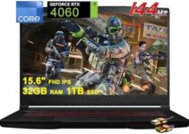 MSI Thin GF63 Gaming Laptop 15.6″ FHD IPS 144Hz Intel 10-Core i7-12650H Processor 32GB RAM 1TB SSD GeForce RTX 4060 8GB Graphic Backlit USB-C Nahimic Win11 Black + HDMI Cable