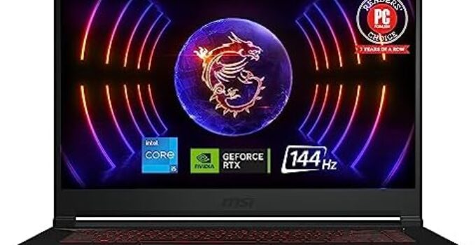 MSI Thin GF63 Gaming Laptop: Intel Core i5-12450H GeForce RTX 2050, 15.6″ FHD, 144Hz, 8GB DDR4, 512GB NVMe SSD, Type-C USB 3.2 Gen 1, Cooler Boost 5, Win 11 Home: Black 12UCX-484US