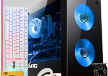 MTG Aurora 4T Gaming Tower PC- Intel Core i7 4th Gen, AMD RX 580 GDDR5 8GB 256bits Graphic, 16GB Ram, 256GB nvme, 2TB HDD, MTG 4 in 1 Gaming Kit, Webcam, Win 10 Home