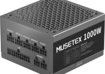MUSETEX Power Supply 1000W, Full Modular ATX PC PSU, Multi Connectors, 140mm Ultra Quiet Cooling Fan, Computer Power Supply, Black (MU1000)
