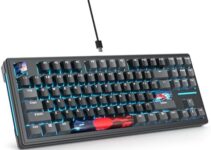 Owpkeenthy 75% Gasket Mounted Mechanical Gaming Keyboard Hot Swappable, Wired 87 Keys South-Facing RGB Keyboard with Quiet Linear White Switch Cherry Keycaps for Win mac (Black)