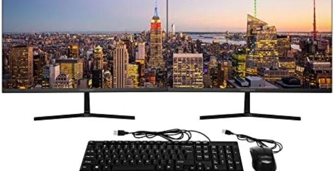 Packard Bell 27 Inch Monitor FHD 1920 x 1080 Computer Monitor, 75 Hertz, 5 MS, Dual Monitor, Wired Keyboard and Wired Mouse, VESA, VGA and HDMI Monitor, Basic Monitor and Gaming Monitor – 2 Pack