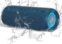 Portable Bluetooth Speaker, IPX7 Waterproof Wireless Bluetooth Speaker, Bassboom Technology, 25W Loud Stereo Sound, LED Light with TWS Pairing, 16H Playtime for Home and Outdoor -Blue