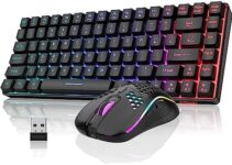 RedThunder K84 Wireless Keyboard and Mouse Combo, Rainbow Backlit Rechargeable Battery, 75% Layout Ultra Compact Gaming Keyboard & Lightweight 3200 DPI Honeycomb Optical Mouse (Black)