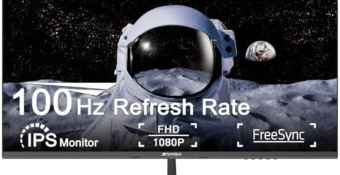 SANSUI 27 Inch Monitor, IPS 100Hz Computer Monitor with HDMI VGA Interface Full HD 1920 x 1080P PC Monitor Eye Care Frameless 100 x 100mm VESA (ES-27X3AL, HDMI Cable Included)