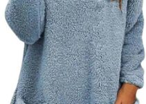 TAPIYANG Fuzzy Fleece Sweatshirts Women Plush Thermal Sweatshirt Winter Warm Thicken Sweatshirts Shaggy Sherpa Pullover Tops