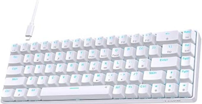 TMKB Gaming Keyboard 60 Percent, LED Backlit Ultra-Compact 68 Keys Mechanical Keyboard with Separate Arrow/Control Keys, T68SE,Blue Switch