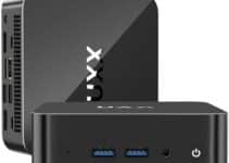 UXX 2023 Latest Mini PC, N5095 Desktop Computer, 8GB DDR4X RAM/256GB M.2 2280 SSD+Expandable M.2 2242 SSD+M.2 WiFi, 4K Triple Display with Mouse/USB/BT/LAN/HD/Type-C-Black