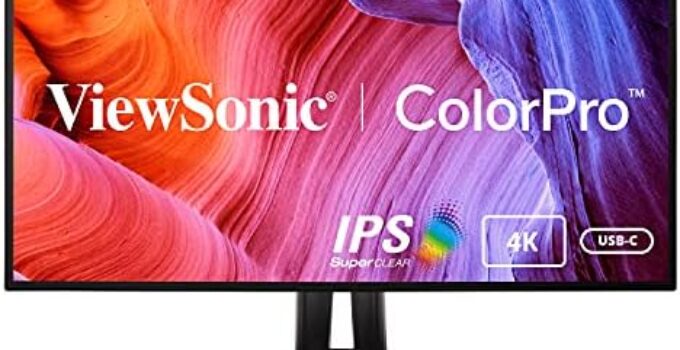 ViewSonic VP2768a-4K 27 Inch Premium IPS 4K Monitor With Advanced Ergonomics, ColorPro 100% sRGB Rec 709, 14-Bit 3D LUT, Eye Care, HDMI, USB C, DisplayPort For Professional Home And Office,Black