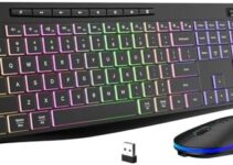 Wireless Keyboard and Mouse Combo with Backlit,2.4G Full Size Keyboard with Light Up Letters,Rechargeable and Slim,3-DPI Ergonomic Mouse for Windows/MAC PC,Laptop,Chromebook,Surface,MacBook