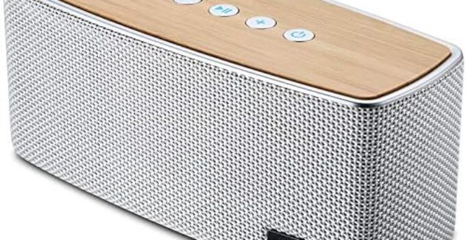 comiso Bluetooth Speakers, 20W Loud Wood Home Audio Outdoor Portable Wireless Speaker, Subwoofer Tweeters for Super Bass Stereo Sound Bluetooth 5.0 Handsfree 24H Playtime