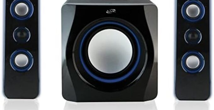 iLive Bluetooth Speaker System with Built-In Subwoofer, 7.28 x 8.86 x 7.28 Inches, Black (iHB23B)