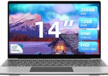 jumper 14 Inch Laptop, 12GB DDR4 RAM 256GB SSD, Quad-Core Intel Celeron N4100 CPU, Laptops Computer with Full HD 1080P Display, Dual Speakers, 2.4/5G WiFi, 256GB TF Card Expansion, 35520mWH Battery.