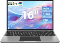 jumper Laptop Computer, Laptop Quad-Core Intel N100 CPU, 16GB RAM 512GB SSD, Laptops with 16“ FHD IPS 1920×1200 Display, 4 Stereo Speakers, Mini HDMI, HD Webcam, 2.4G+5G WiFi, 38WH Battery, Gray.