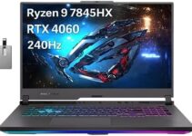 ASUS ROG Strix G17 Gaming Laptop, 17.3″ QHD 240Hz Display, AMD Ryzen 9 7845HX, GeForce RTX 4060, 64GB DDR5 RAM, 2TB PCIe SSD, RGB Backlit Keyboard, Win 11 Pro, Gray, 32GB Hotface USB Card