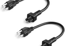 3 Prong AC Power Cord [2-Pack], UL Listed CableCreation 1 feet Short Power Cable for IEC-60320 IEC320 C5 to NEMA 5-15P, 0.3M / Black