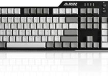 AK35I Wired Full-Size Mechanical Gaming Keyboard with Brown Switches, Grey-White Matching PBT Keycaps, Anti-Ghosting Multimedia Keys Roller, White Backlit, Programmable Macro, Aluminum Black