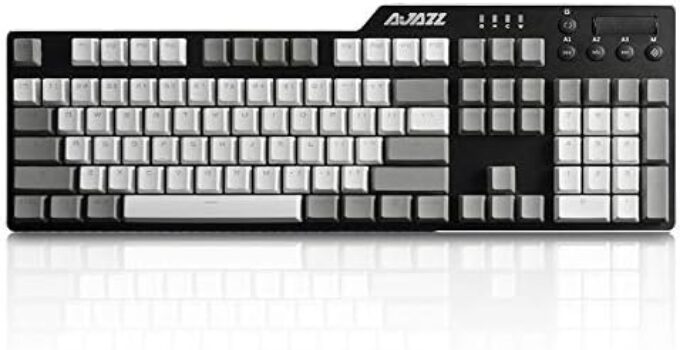 AK35I Wired Full-Size Mechanical Gaming Keyboard with Brown Switches, Grey-White Matching PBT Keycaps, Anti-Ghosting Multimedia Keys Roller, White Backlit, Programmable Macro, Aluminum Black