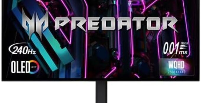 Acer Predator X27U | 27″ WQHD 2560 x 1440 OLED Gaming Monitor | AMD FreeSync Premium | Up to 240Hz | Up to 0.01ms | 1000nits@HDR 3% | DCI-P3 99% | Delta E