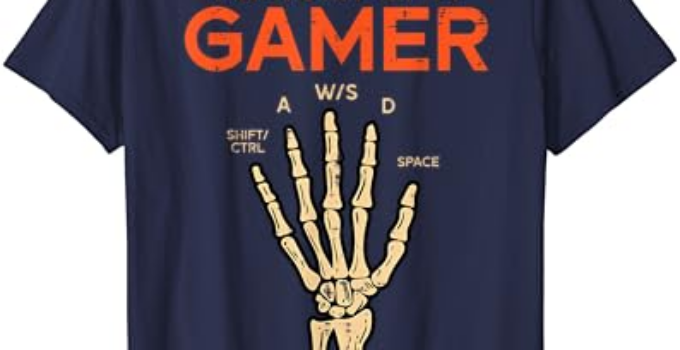 Anatomy Of A Gamer Skeleton Hand Funny Men Boys Kids Teens T-Shirt